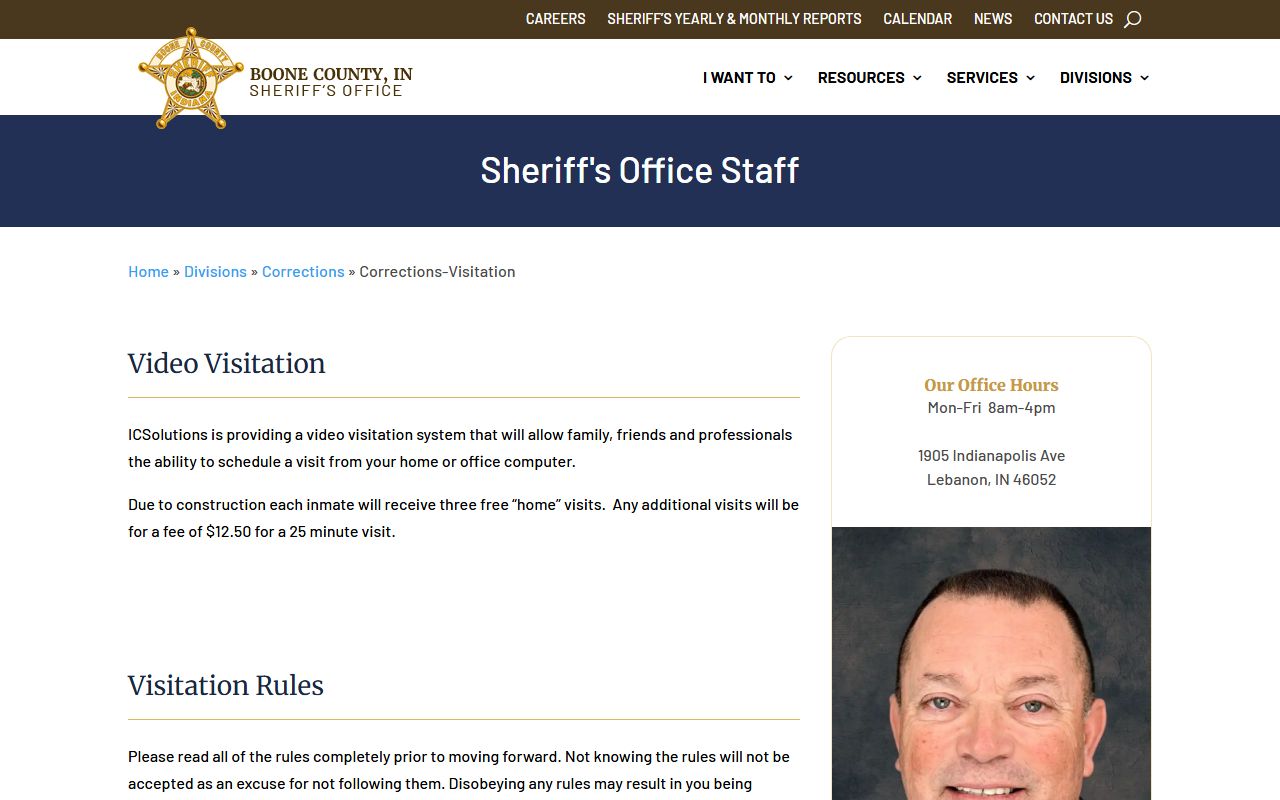 Boone County inmate records video visitation rules
